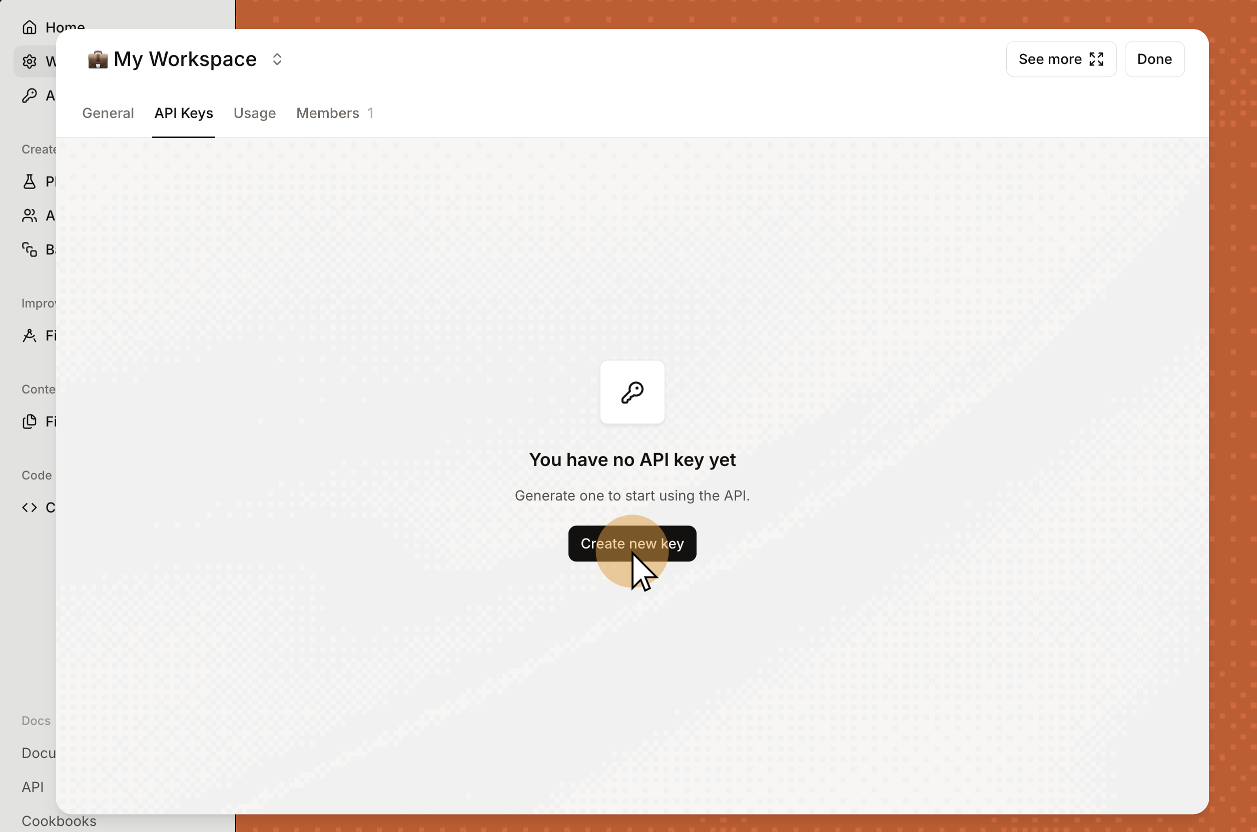 Click Create new key
